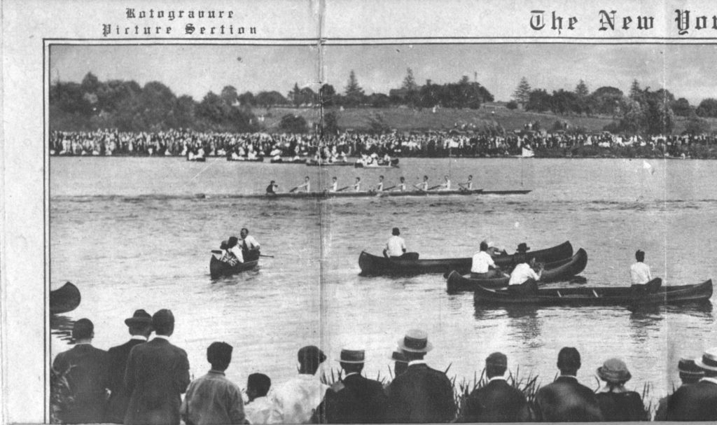 A crowd of people in a boat on a body of water