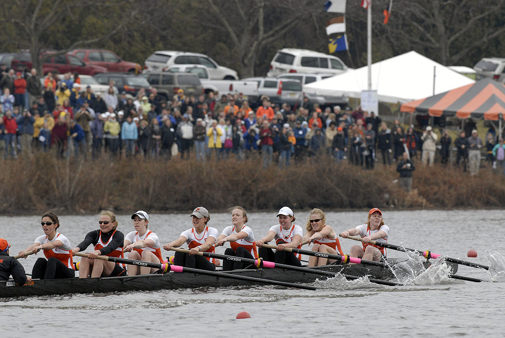 A group of people riding on the back of a large crowd of people