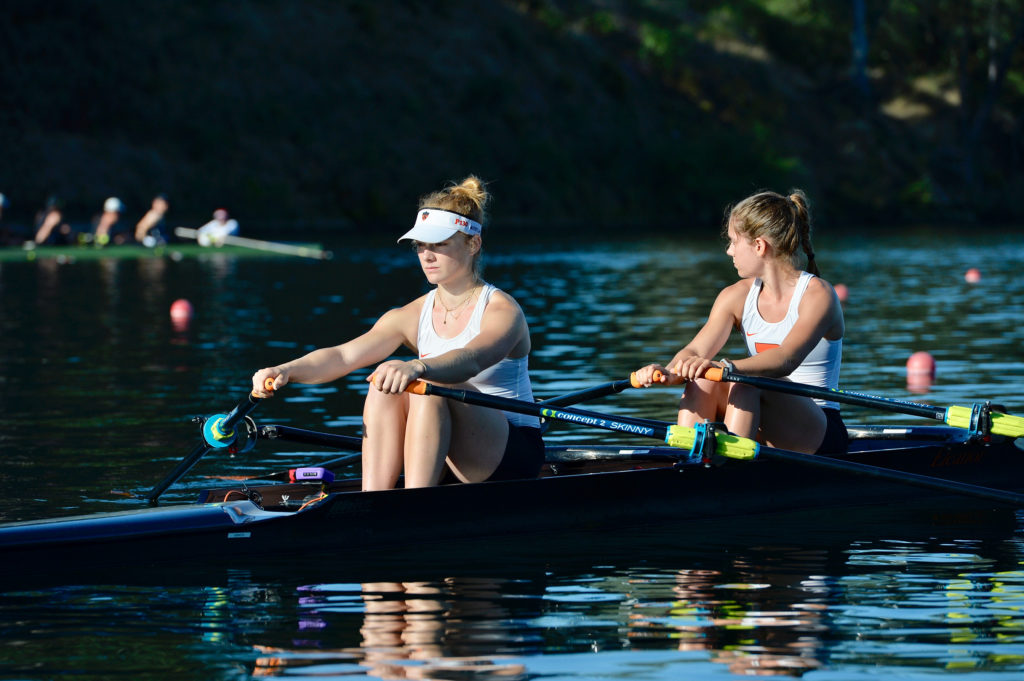 A person rowing a boat in the water